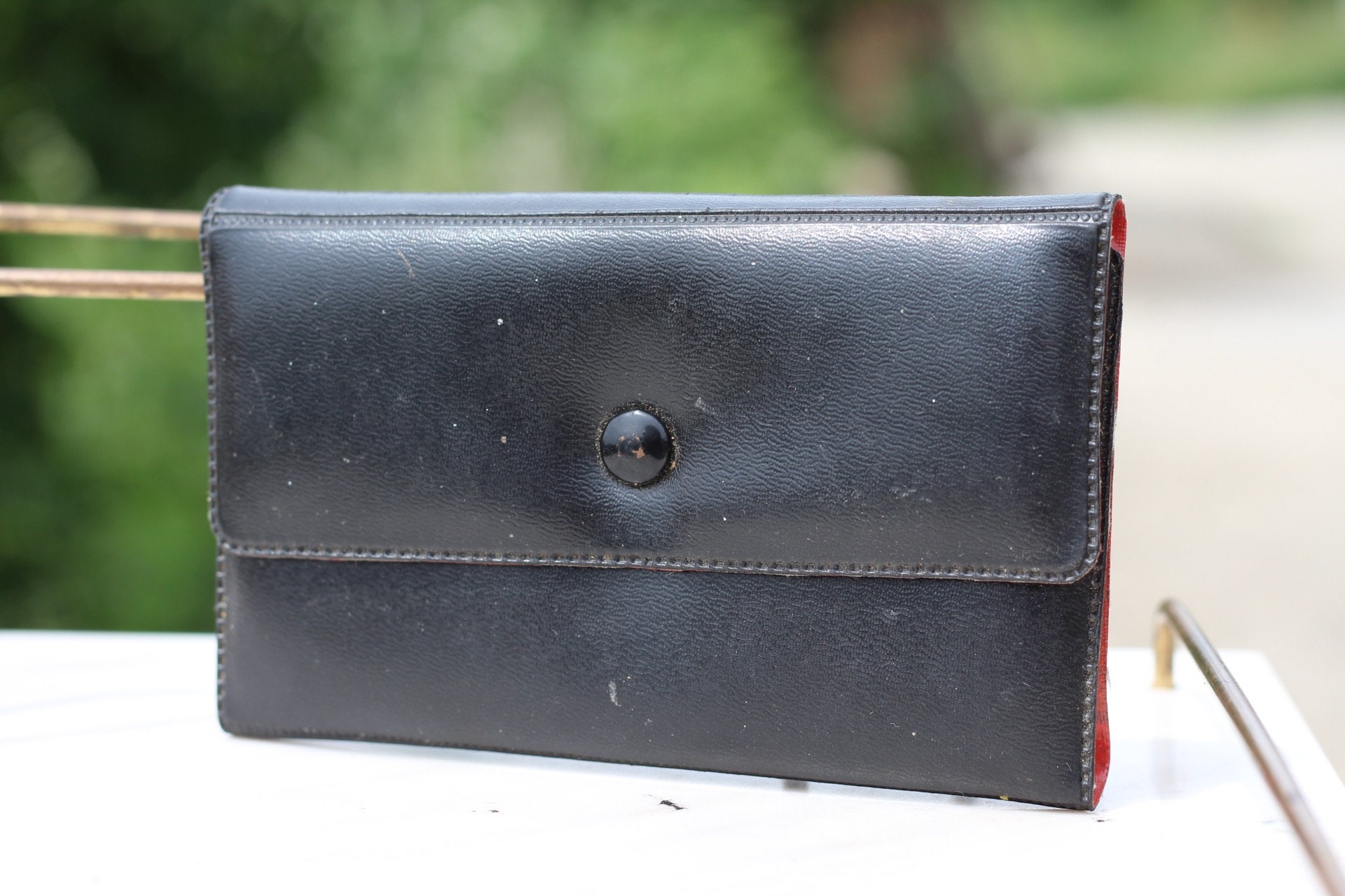 Vintage Kleine Vinyl Black Coin Portemonnaie Geldbörse | Etsy