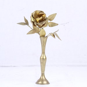 Vintage Messing Vase mit Messing Blume - Gold Home Decor