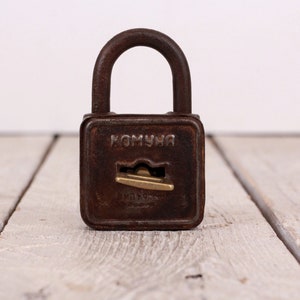 Vintage Metal Padlock with Key Industrial Padlock Collectible Lock