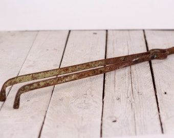 Antique Fire Tongs Hand Hammered Tongs Fireplace Fire Irons Primitive Fire Tongs circa 1940's
