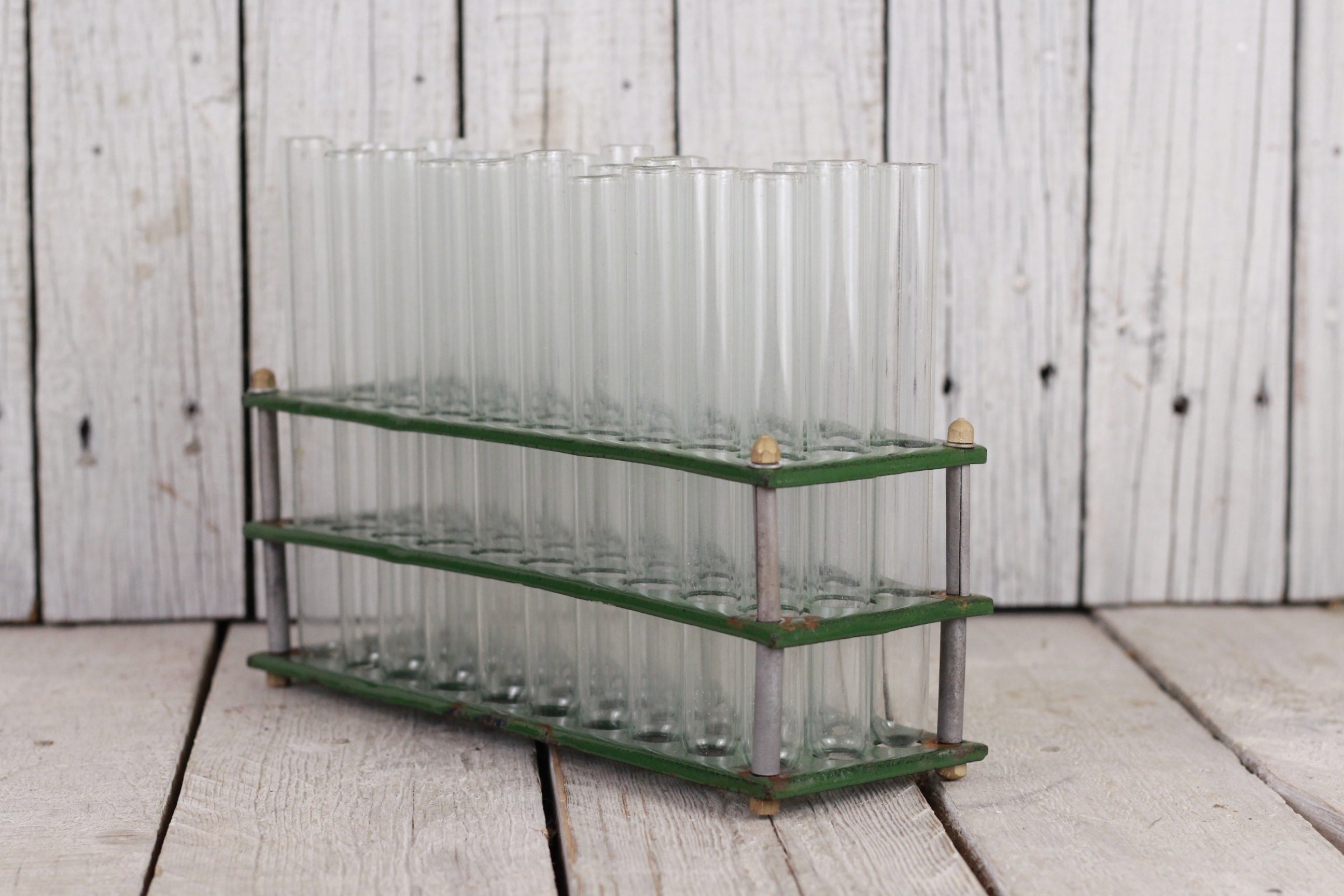 Enameled Test Tube Holder With 30 Glass Test Tubes Vintage Etsy UK