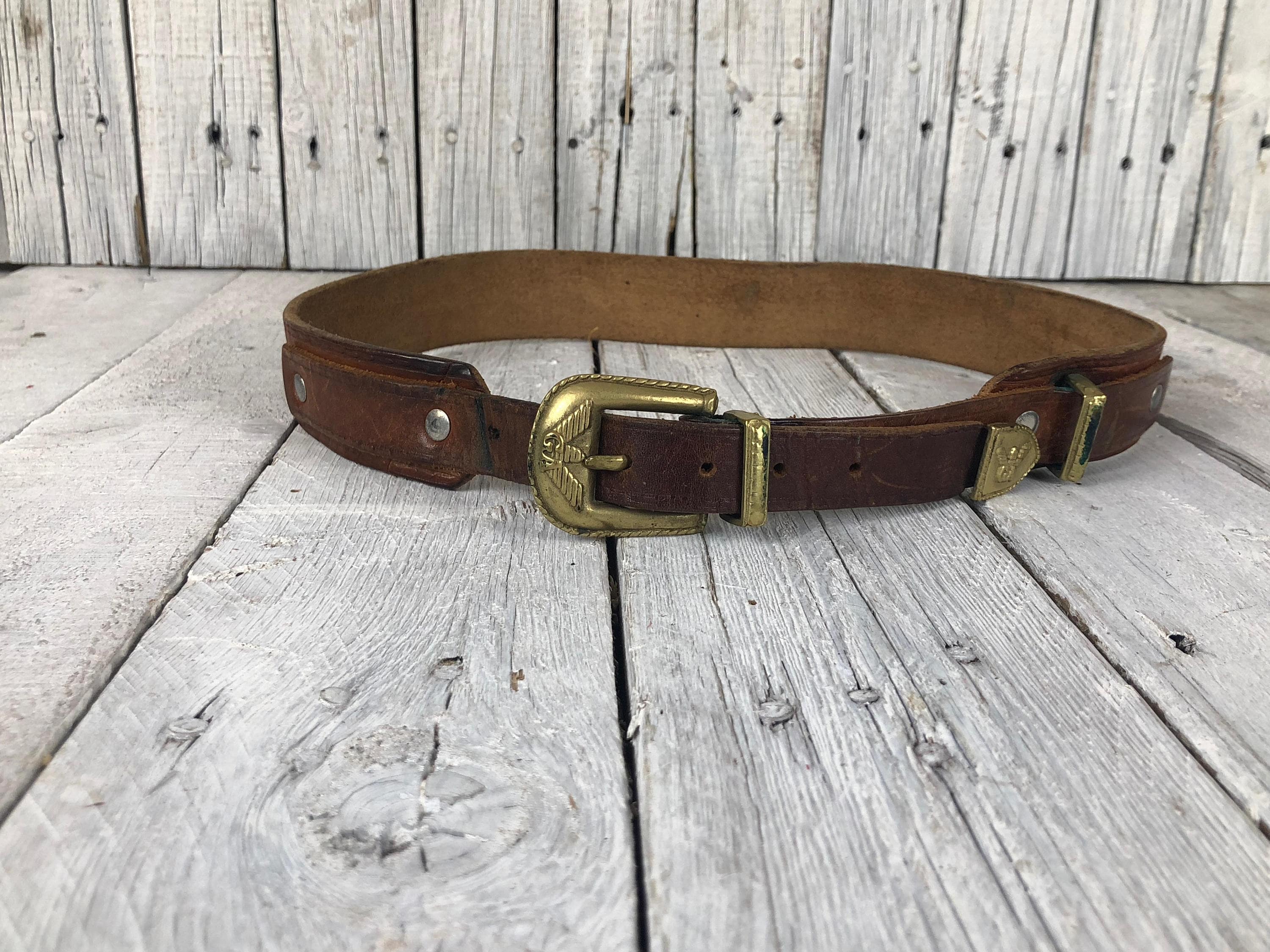 Vintage Leather Embellished with Hammered Brass Buckle Belt Women\'s Brown Ohm Copper Buckle | Brown Leather Waist Belt – Obscure Belts main image 2