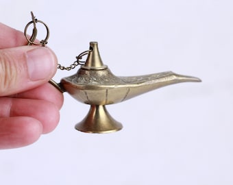 Lampe Aladin vintage en laiton, lampe à huile décorative, décor oriental