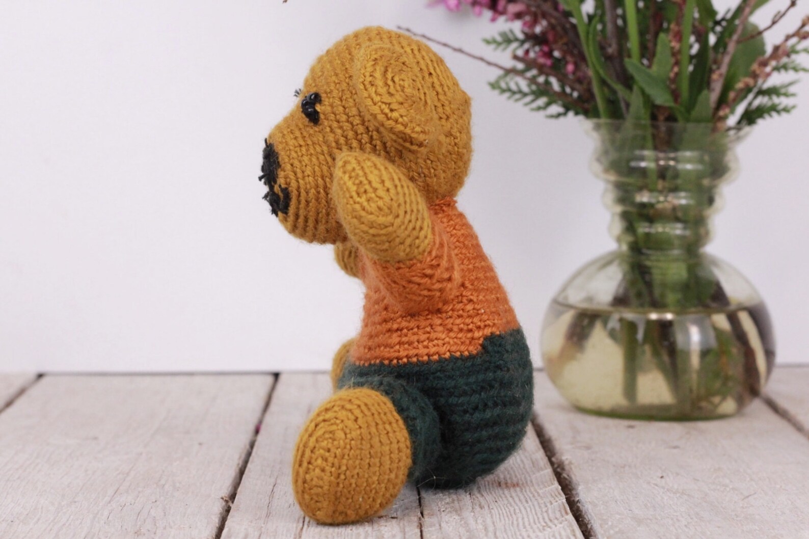 Vintage Teddy Bear Hand Knitted Stuffed | Etsy