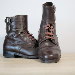 Botas militares de cuero vintage de los años 40 - Talla 9 (EE. UU.) para hombre