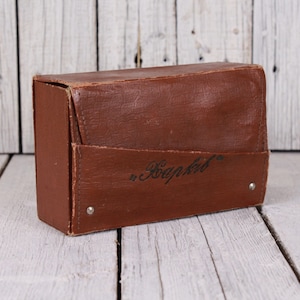 Vintage 70s Faux Leather Razor Case - Brown Toiletry Box
