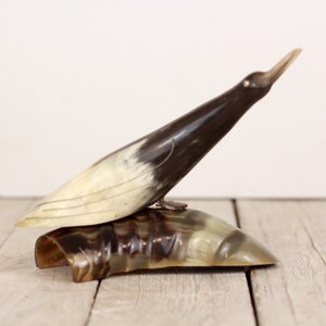Vintage Kuh Horn Vogel Figur: Handgemachte rustikale Cabochon Dekoration