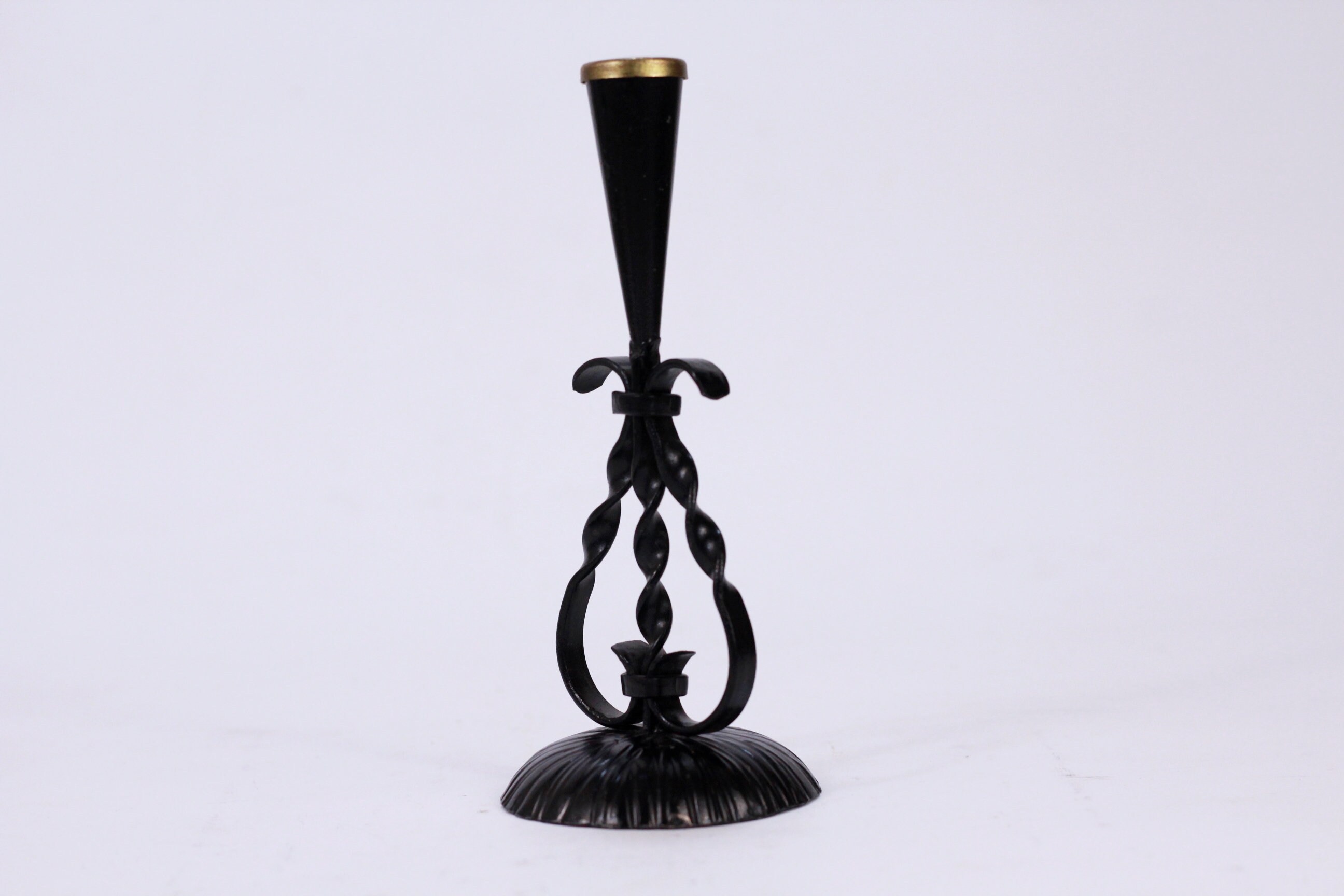 Vintage Metal Candle Holder Finger Loop Wrought Iron Etsy