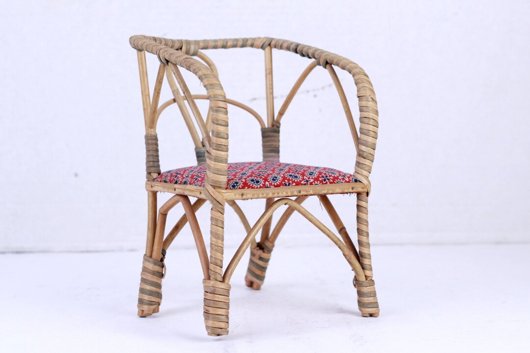 Vintage Handmade Small Wooden Doll Chair, Scandinavian Design Chair
