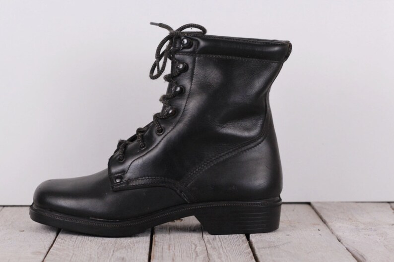 Military shoe size US 7.5 Military shoe Men/'s boot Vintage army boot Black leather Punk shoe