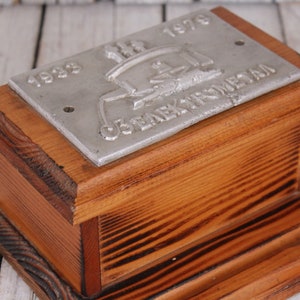 Vintage Small Wooden Box with Metal Ornate on Lid