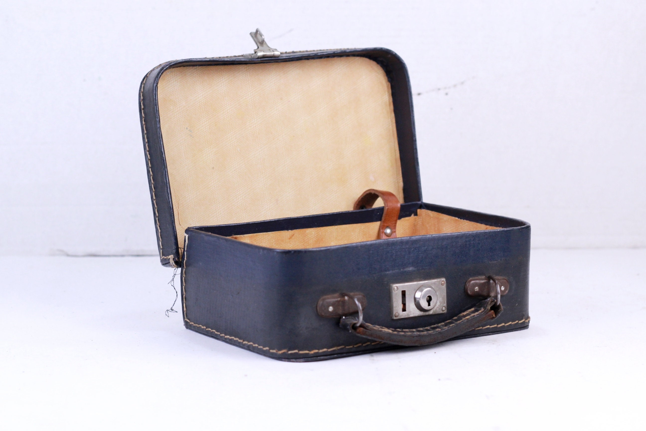 Vintage 1940's leather suitcase luggage Euro+Asian stickers decals for parts