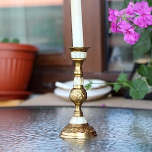 Vintage Brass Candle Holder: 1940s Solid Brass Home Decor