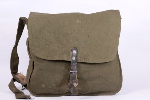 Vintage Canvas Military Bag Army Green 