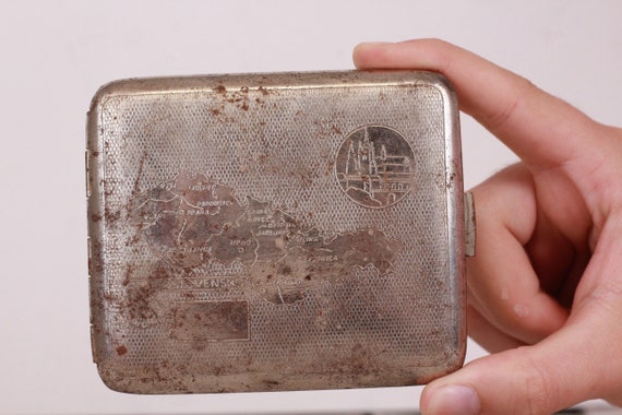 Vintage Metal Cigarette Case, Tin Cigarette Holder, Czechoslovakia, Smoker  Accessories