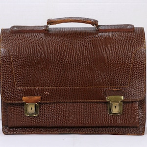 Vintage Brown Leather Briefcase: Business School Bag