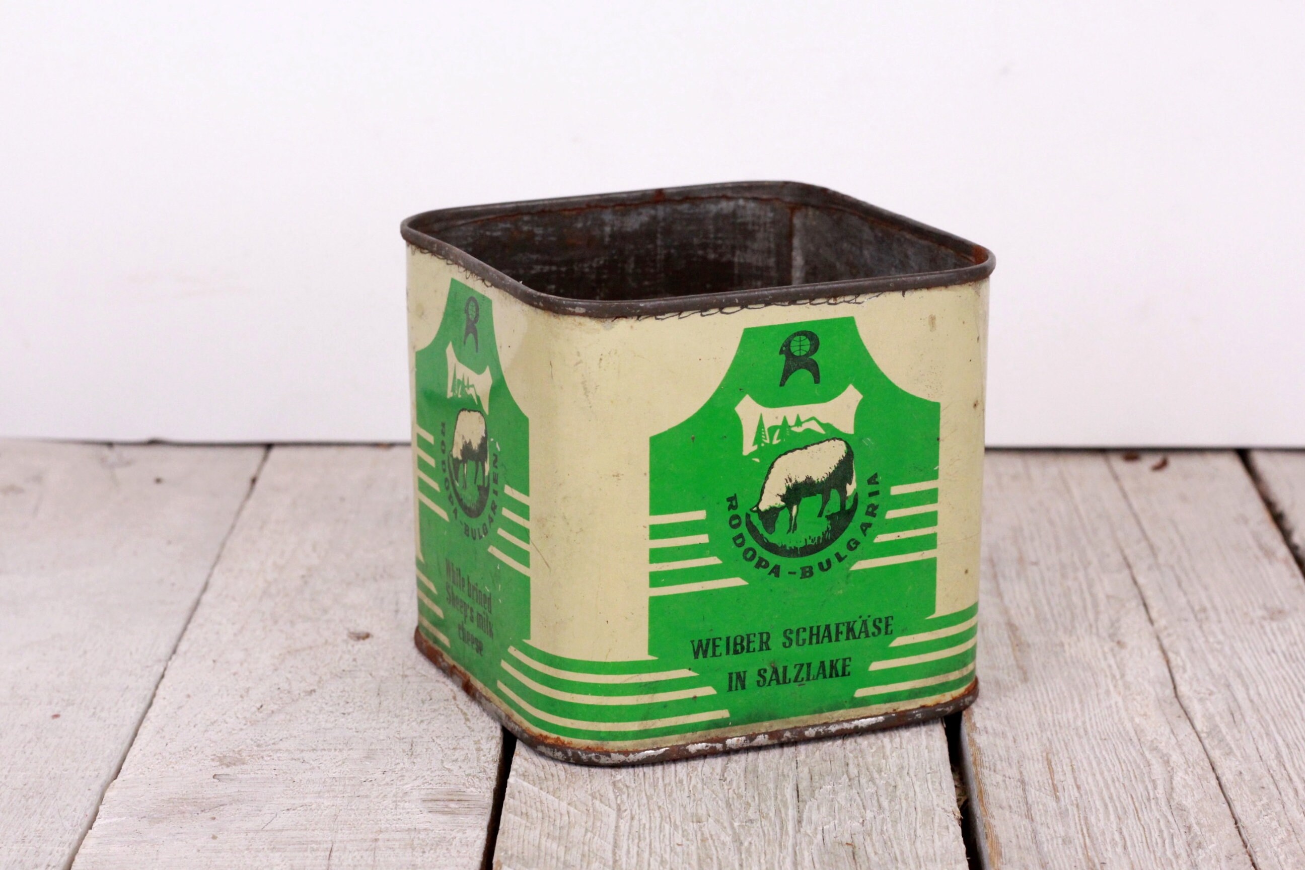 Vintage Cheese Tin Box Bulgarian Cheese Container Shabby Metal Etsy
