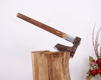 Vintage Hand Forged Iron Axe: Small Woodworking Tool