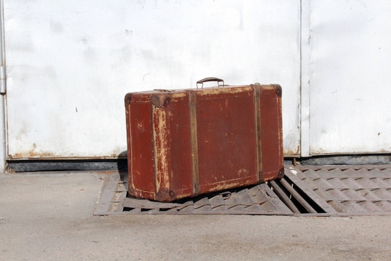 Antique Suitcase - Red Suitcase - Vintage Suitcase