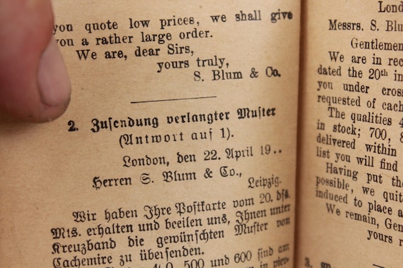 1914s German Book, English German Trade Letters, Antique