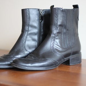 Stivaletti vintage in pelle nera: stivali da equitazione da donna (EU 38 / US 7.5)