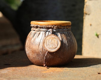 Vintage Handmade Leather and Wood, Dice Shaker Cup, Casino Poker Game