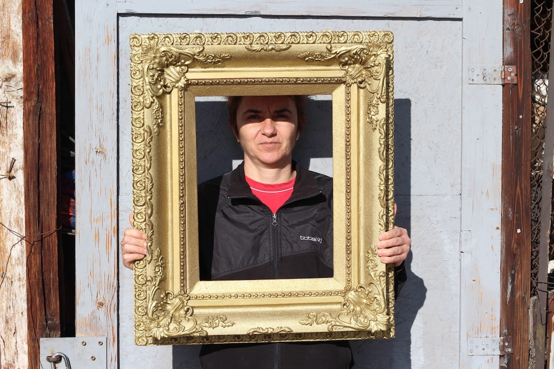 Vintage Embossed Antique Frame for Picture or Portrait Wooden Double