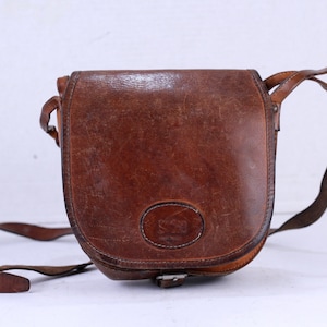 Vintage Brown Leather Shoulder Bag, Purse