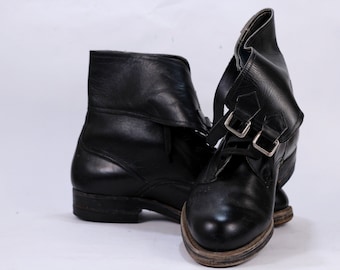 Vintage 1960s Military Leather Boots - Men's US 9