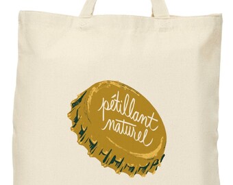 Bolsa de lona de algodón con forma de tapa de botella de Pet Nat, bolsa de regalo para vino, bolsa de compras