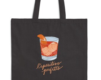 Negroni "L'aperitivo Perfetto" Bolsa de lona de algodón, bolsa de compras ligera, cóctel italiano