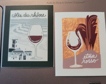 Pegatina de Etna Rosso y Côtes du Rhone: vinilo troquelado (5 x 7,6 cm)