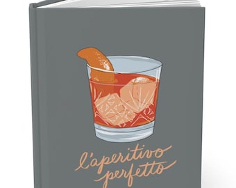 Diario de tapa dura para cócteles Negroni: forrado con papel perforado; cuaderno de degustación