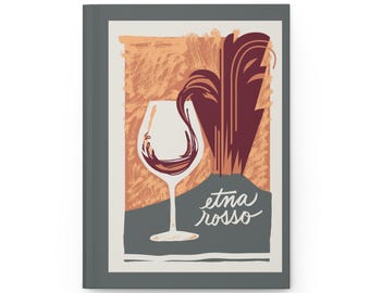 Diario de vinos Etna Rosso de tapa dura, páginas rayadas y perforadas