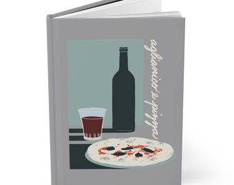 Diario de tapa dura Aglianico & Pizza: páginas rayadas y perforadas; notas de cata de vinos italianos