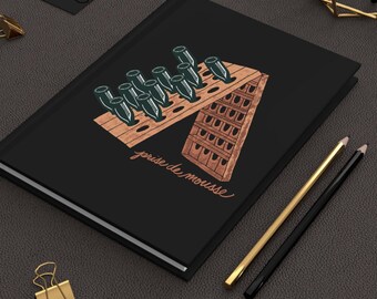 Cuaderno de vinos "Prise de Mousse" de champán, tapa dura, forrado con papel perforado, notas de cata.