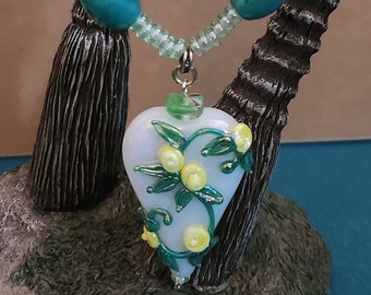 Tropical sea green glass necklace