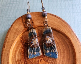 Abstract dragonfly pottery earrings