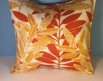 OUTDOOR Corded Pillow Cover - Orange and Yellow Floral