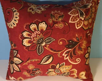 OUTDOOR Corded Pillow Cover - Red Floral