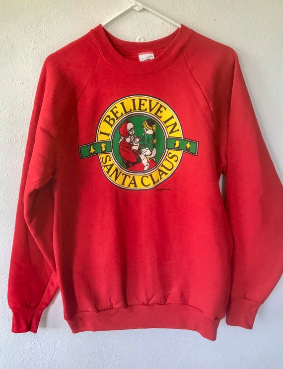 1988 I Believe in Santa Raglan Sweatshirt - image 1