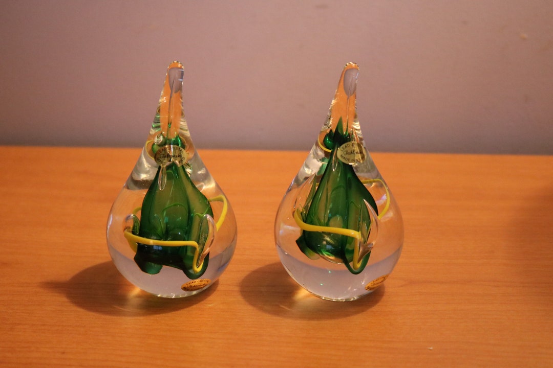 PAIR Made in Poland Adam Jablonski Hand Blown Art Glass Bubbles