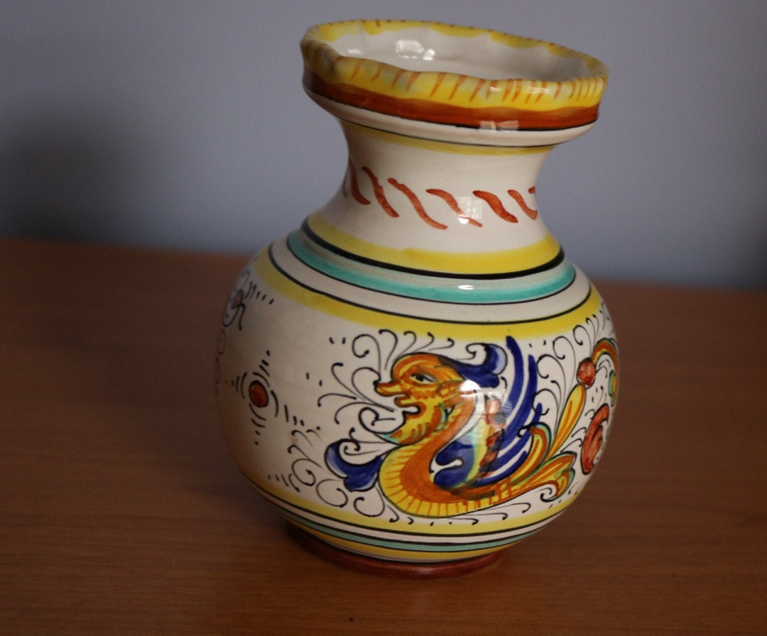 Vintage Italian Dipinto A Mano Vase - Italy Firenza Hand