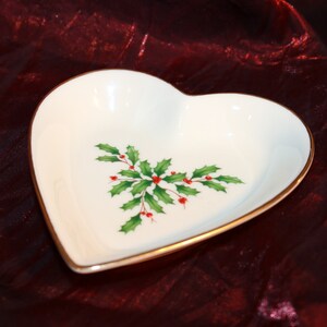 Lenox Holly Heart Shaped Candy Dish Holiday Made in the US