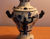 Vintage Ceramic Samovar, Gzhel Painting, Soviet Vintage, Russian Folk Art, USSR