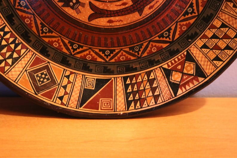 Inca Plate Hand Made and Hand Painted Inca Cuzco Plate From Peru Peruvian Art ...