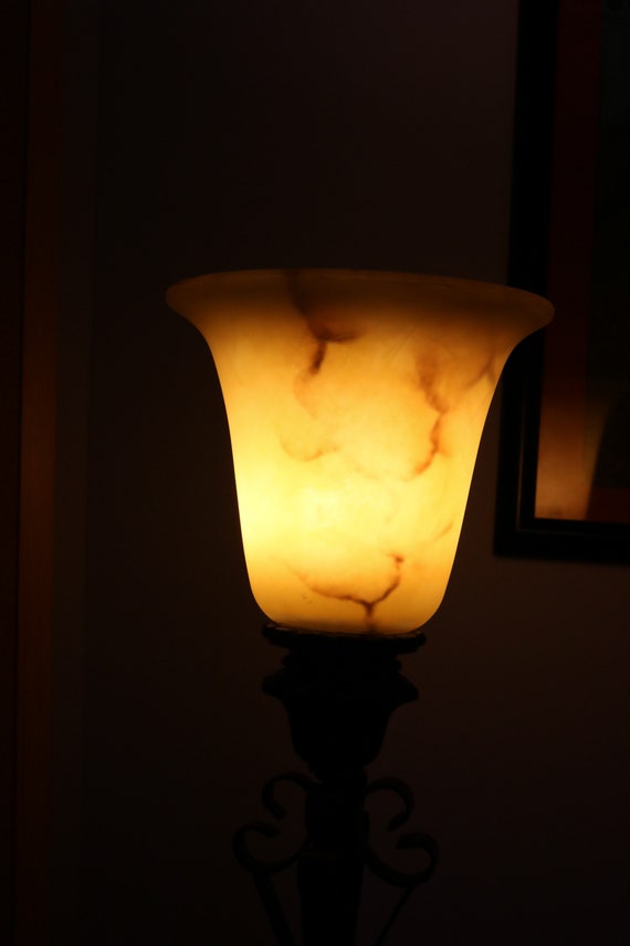 Vintage Genuine Alabaster Lamp Shade With Lamp Base Etsy Australia
