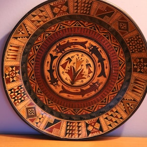 Hand Made and Hand Painted Inca Cuzco Plate from Peru Peruvian Art Hanging Plate