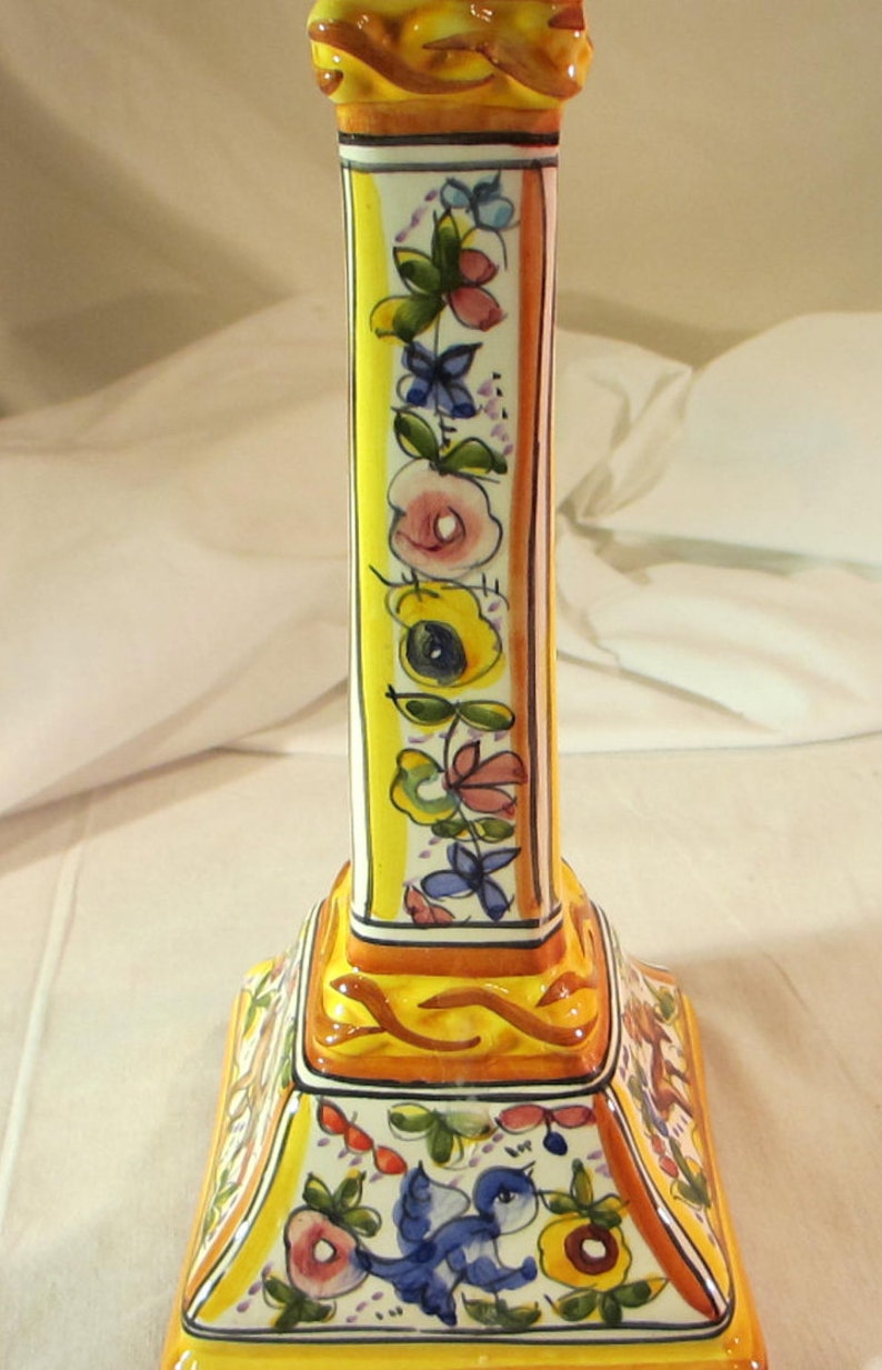 Vintage Hand Painted Candlestick Holder from Portugal Etsy