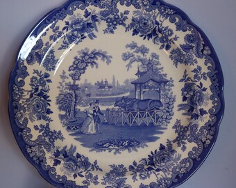 Spode Blue Room Collection Plate, The Rhinoceros House, Spode Transferware Dish, Made in England